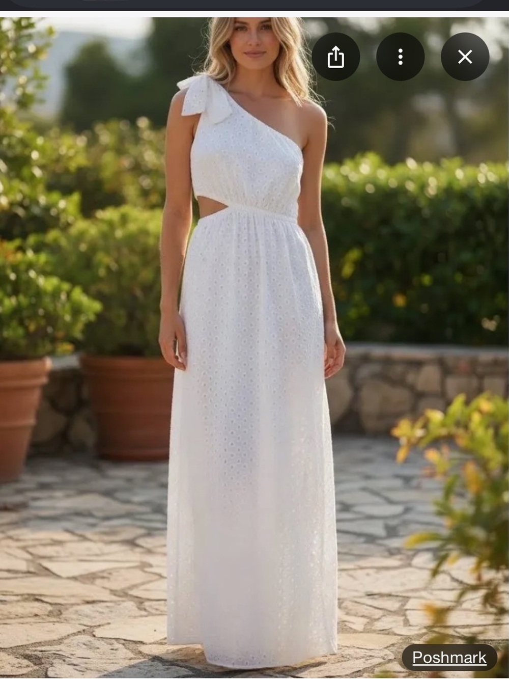 Show Me Your MuMu White “Take Me Out” White One-Shoulder Eyelet Maxi Dress XS